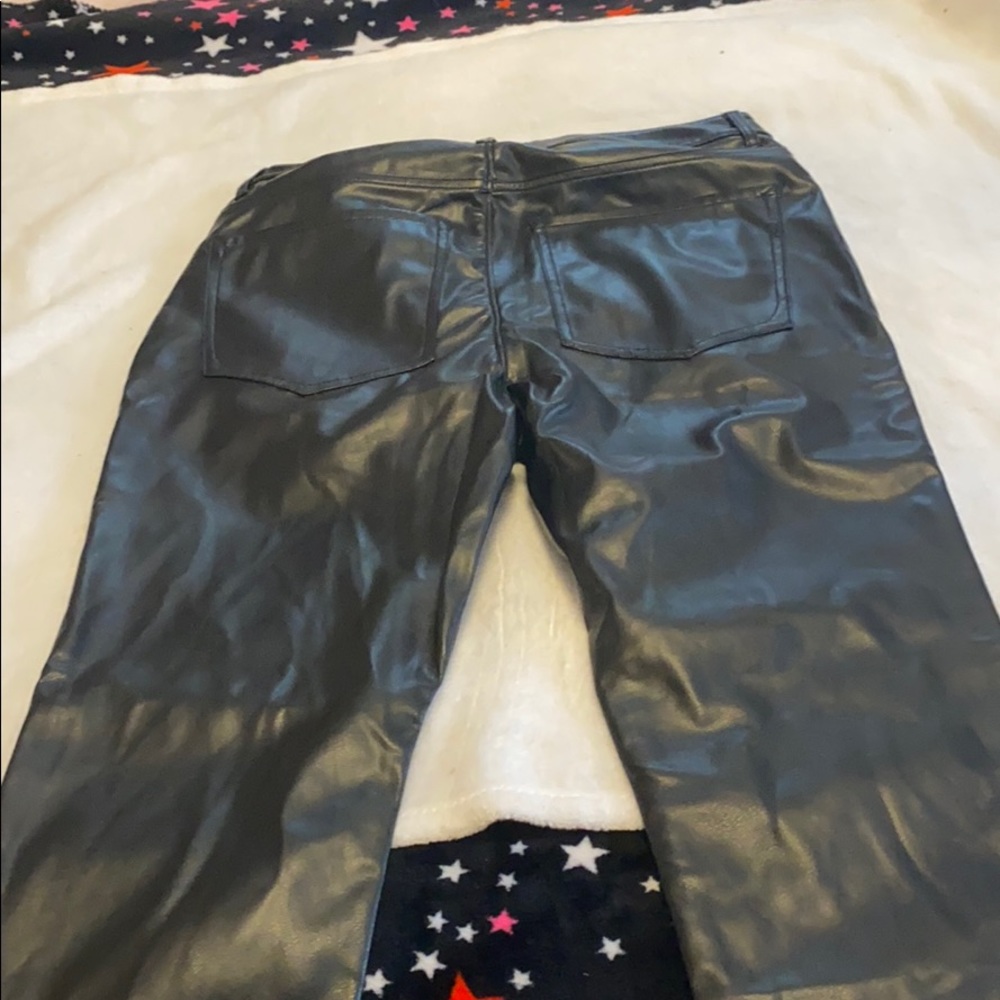 Faux black leather pants